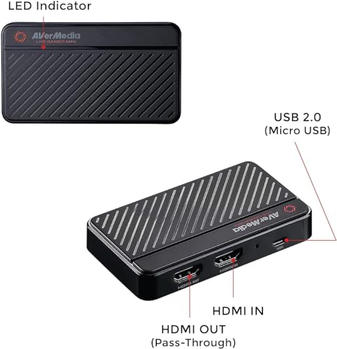 Image of AVerMedia Live Gamer Mini - Get Started on YouTube & Twitch - USB Game Capture Card, Stream, Record & Share Your Gameplay, Full HD 1080p, H.264 Hardware Encoding
