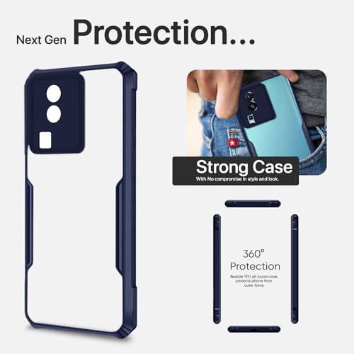Image of Outlouders Back Cover for iQOO Neo 7 / Neo 7 Pro 5G | Ultra Hybrid Transparent | Full Camera Protection | Raised Edge | Crystal Clear Bumper Case (Blue)