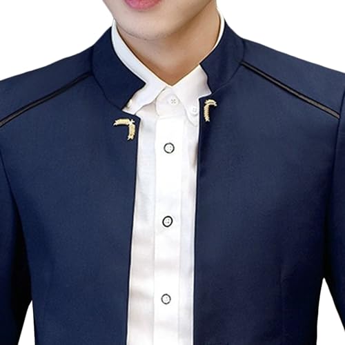 Blazer décontracté homme coupe ajustée avec col montant style tunique chinoise