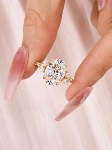 3.5 Carat Oval Cut Engagement Ring for Women, Sterling Silver 5A CZ Simulated Diamond Ring for Women, Vintage-Inspired Design3