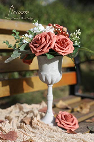 Floroom Artificial Flowers 25Pcs Real Looking Dusty Pinky Cedar Foam Fake Roses With Stems For Diy Wedding Bouquets Bridal Shower Centerpieces Floral Arrangements Party Tables Home Decorations #TOP2