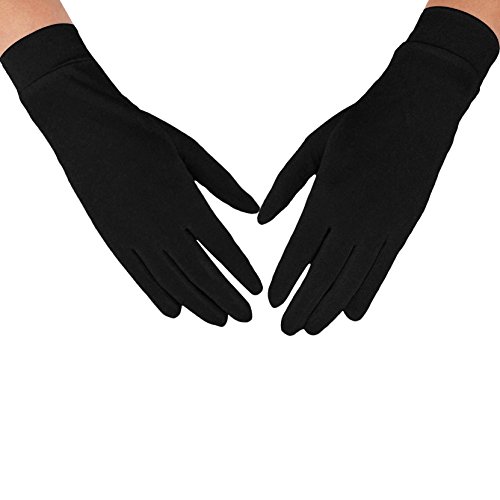 MAYMII Women's 100% Pure Mulberry Silk Gloves Liner Glove Inner Ski Bike Cycle Gloves â€“ for Driving, Fashion, Sun and Cold Protection (Black)