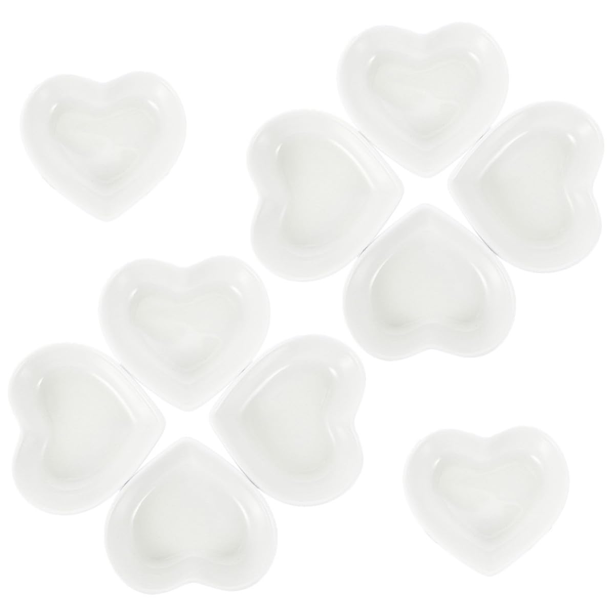 Bols en céramique blanc cœur STOBAZA pour condiments et sauces apéritives, lot de 10 pièces