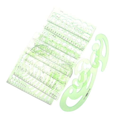 EXAOMBLE 13個 点 幾何学製図テンプレート 定規付き 多様な図形描画用 透明製 耐摩耗 建築設計や学校教育向け