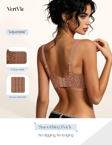 Image of Vertvie Jelly Wireless Bras for Women Push Up Plunge Seamless T-Shirt Bras No Underwire Supportive Full Coverage Bralettes
