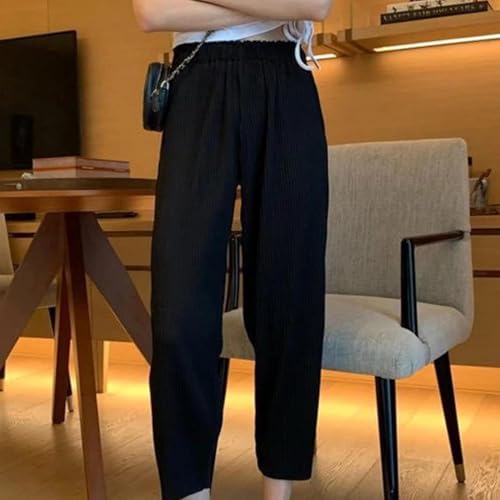 Women's Stretch Wide Legs Summer High Waist Folded Casual Loose Sports Pants3