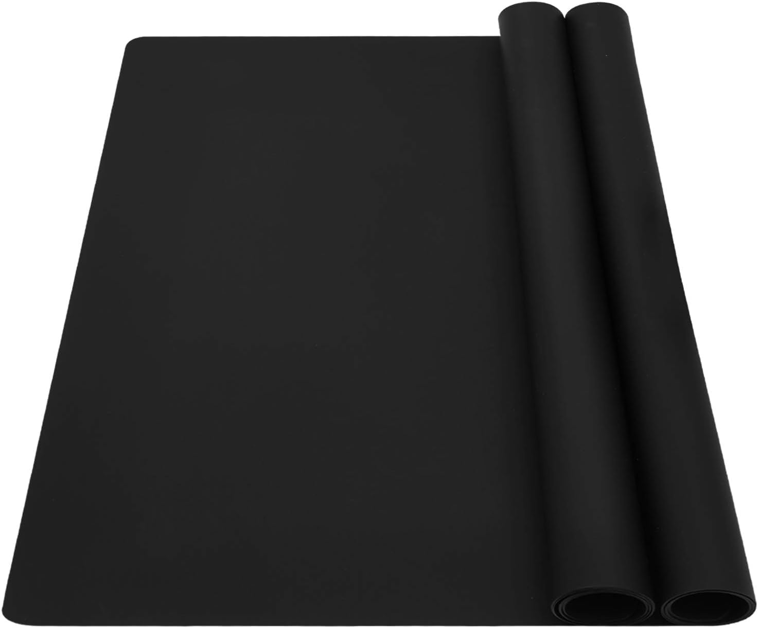 Qin Man Yuan シリコンマット シンクマット 40x60cm 抗菌 耐熱 調理台保護マット 滑り止め キッチン マット 保護マット 流し台マット（ブラック, 2）
