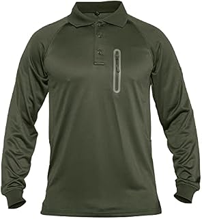 MAGCOMSEN Long Sleeve Polo Shirts for Men Quick Dry Lightweight Button Down T-Shirt Casual Gofl Work Tops with Zip Pocket