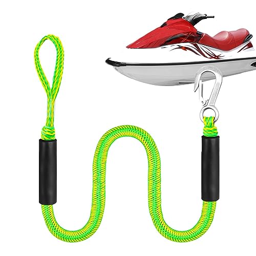 WOTEG Cuerdas y Cuerdas para Barcos,Línea Muelle Jetski Ajustable 4 pies versátil - Bungee Cord Dock Line, Cuerdas Amarre para Motos Agua, pontones, Botes Bajos, lanchas,Gancho verde nuevo