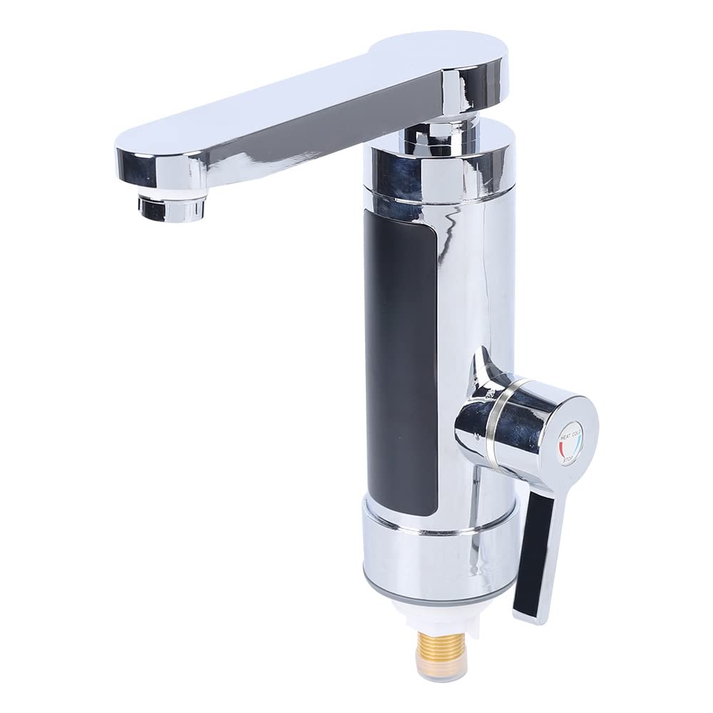 Grifo con calentador de agua instantáneo, 3000 W IPX4 Calentador eléctrico Grifo con indicador de temperatura LED legible, 360° giratorio Grifo calentador instantáneo para cocina, baño (plateado)