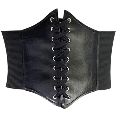 XENQITO Corset Negro Mujer 1 Pieza, Cinturón Retro Elástico para Vestido, Ancho para Señoras, Niñas, Halloween, Juegos de Rol