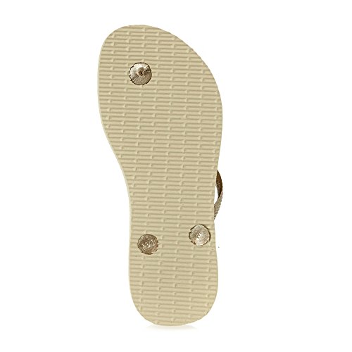 Chinelo Slim, Havaianas, Meninas, Areia/Dourado Claro, 25/26