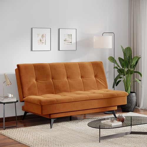 Image of Wakefit Flexia Sofa Cum Bed - Three Seater - Velvet Series Amber