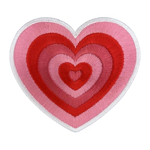 Urbanski Patch Mignon cœur en rose et rouge à thermocoller sur 7,5 x 8,5 cm | Écusson Thermocollant, Transferts Thermocollant, Appliqués à coudre