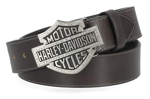 Harley-Davidson Women's Bar & Shield Rhinestone Buckle Genuine Leather Belt2