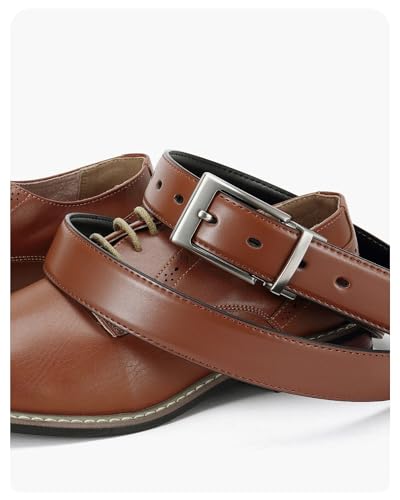 Image of CHAOREN Reversible Belt Men 1 Piece - 1.25 inch Leather Dress Belt - Trim to Fit for Elegant Style
