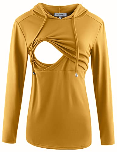 Image of GINKANA Women's Nursing Hoodie Sweatshirt Long Sleeves Breastfeeding Maternity Tops Casual Clothes