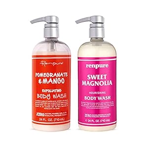 Renpure Pomegranate Mango & Sweet Magnolia Moisturizing Body Wash for Dry Skin 2Pk â€“ Gentle Exfoliating & Hydrating…