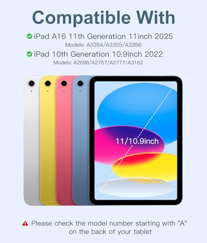 Image of Hamile for iPad 11th 10th Generation Case with Keyboard - 7 Colors Backlit Wireless Detachable Folio Keyboard Cover with Pencil Holder for iPad 11-inch A16 2025 10th Gen 10.9 Inch 2022 (Blue)