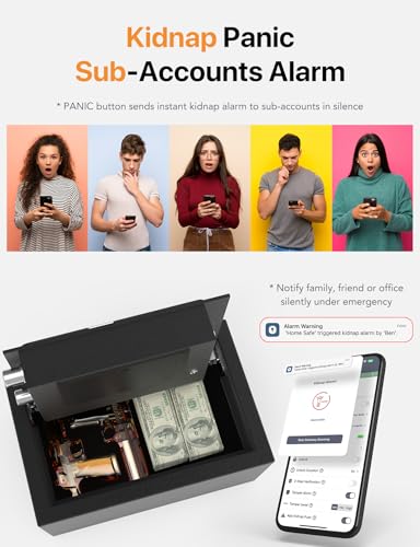 FORFEND Smart Home Safes | WiFi Safe Box App Unlock/Alarm | Voice Command, Kidnap SOS Alarm, Tamper Detect, Frozen Mode| Money Security Lockbox History Track | Caja Fuerte Anti-Pry Remote Live Monitor