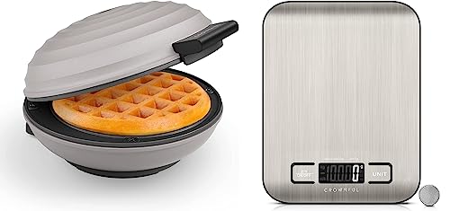 Crownful Mini Waffle Maker Machine Cool Grey & Crownful Food Scale, 11Lb Digital Kitchen Scales Weight Ounces #TOP14