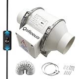 Qofioeuo 3 Inch Inline Duct Ventilation Fan AC Vent Blower Exhaust Fan w/ 2M Pipe Enhanced Air Flow Low Noise for 3D Printer Enclosure Laser Engraver Cover Resin Greenhouse Ventilation Equipment