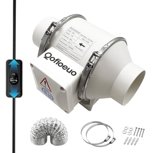 Qofioeuo 3 Inch Inline Duct Fan 220m with 6.6ft Duct and Switch