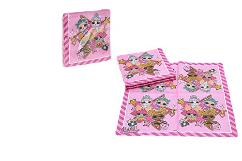Pequefiesta 00272 Confezione 20 Tovaglioli Di Carta Lol Sorpresa Ideale Per Feste E Compleanni Dimensioni Piegato 165x165 Cm Aperto 33x33 Cm