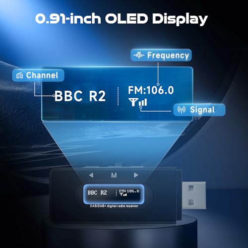 Dongle USB 2.0 módulo DAB radio universal Hodozzy con transmisor FM integrado 3