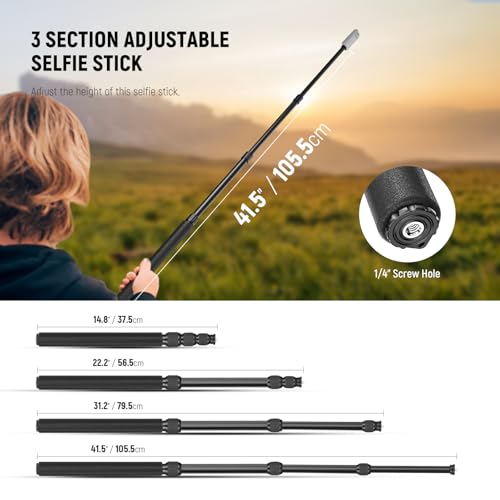 Image of NEEWER Motorcycle Camera Mount Kit, Bicycle Handlebar Invisible Selfie Stick, 360 Ball Heads, Super Clamps & Cleaning Cloth, Compatible with GoPro Insta360 DJI AKASO Action Cam Video Recording, GP-30