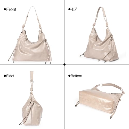 Image of Soft Hobo Bag for Women Large Capacity Travel Designer Shoulder Purse with Knotted Adjustable Strap