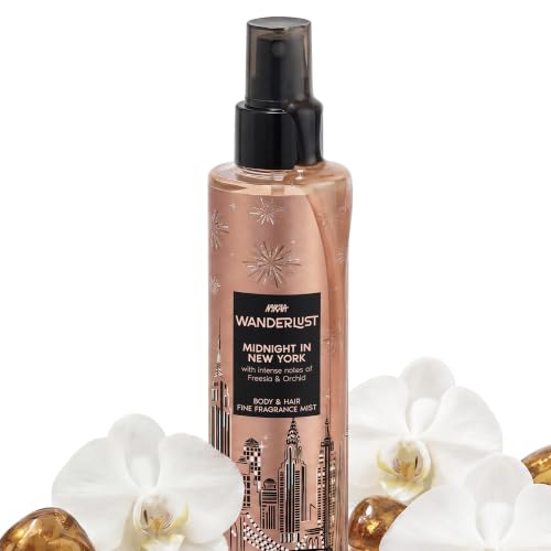 Image of Nykaa Wanderlust Midnight in New York Body & Hair Fine Fragrance I | Perfume Mist for Women - 200 ml I Orchid & Musk | | Long-Lasting, Travel‐Friendly, Vegan,Paraben‐Free, IFRA Certified