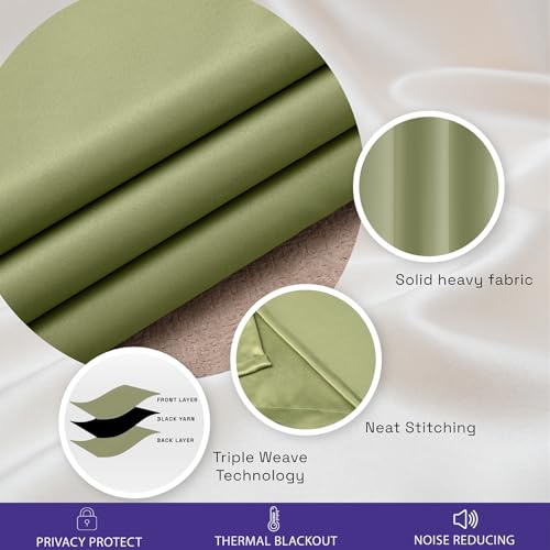 Image of Wakefit Solid Blackout Window Curtains 5 Feet | Set of 2 | Upto 80% Room Darkening Faux Silk Drapes | Thermal Insulated & Noise Reducing Curtains for Living Room & Home Dcor | Jog Green