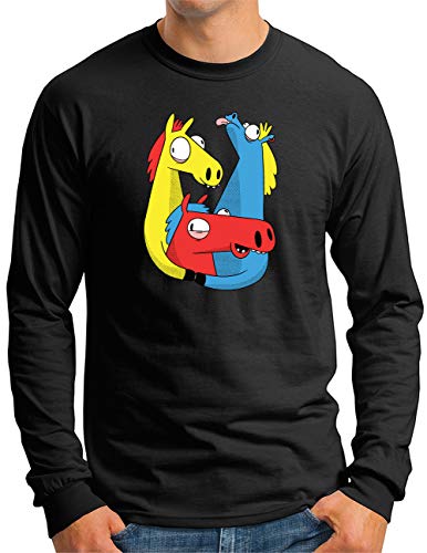 T-shirt homme manches longues noir imprimé rigide Crazy Horses OM3 taille 3XL