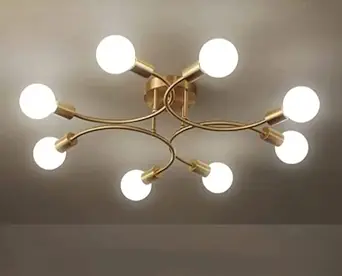 WAW Ceiling Chandelier Lighting 8 Blub-Light Sputnik Chandelier Antique Brass Mid Century Modern Ceiling Light for Kitchen Dining Room Bedroom Hallway Anyway (Solid Quality)