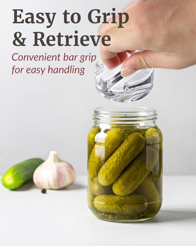 Image of Elementi Fermentation Weight Set of 2 - Easy to Use Glass Fermenting Weights, Perfect Fit for Wide Mouth Mason Jars, Highly Durable Soda-Lime Glass Fermentation Kit for Sauerkraut, Kimchi & More