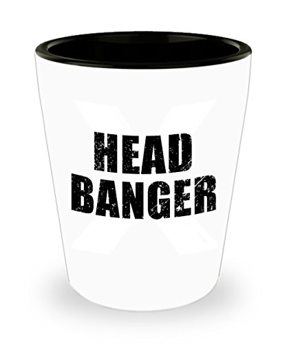 Head Banger Bar Drinking 1.5oz Shot Glass Distressed Grunge