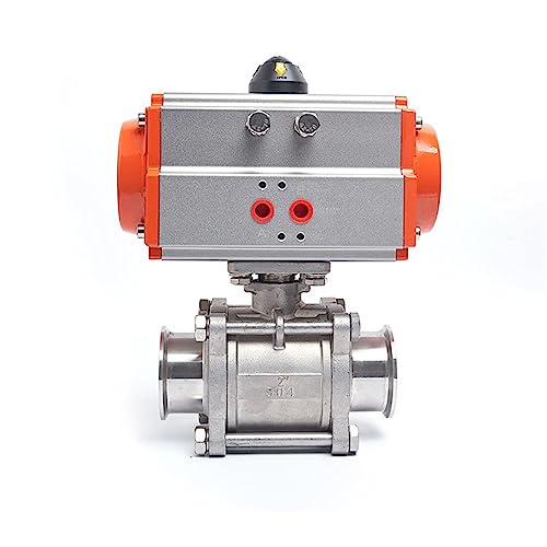 Robinet à tournant sphérique 2 pouces tri-clamp inox 304 trois pièces vanne pneumatique double effet
