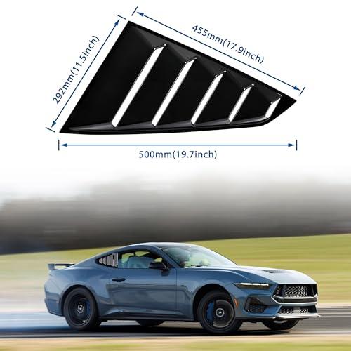 KEWISAUTO Side Window Louver for Mustang 2024 2025 2026, GT Lambo Style Rear Quarter Windshield Sun Shade Cover Side Window Scoop Louvers for Ford Mustang 2024 2025 2026 Accessories (Glossy Black) by KEWISAUTO - Image 7