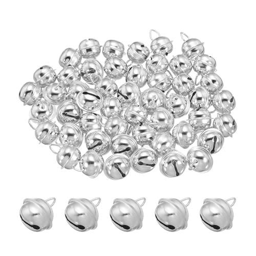 PATIKIL 50Pcs Small Jingle Bells 18mm 0.7in Mini Bells Electroplated Silver