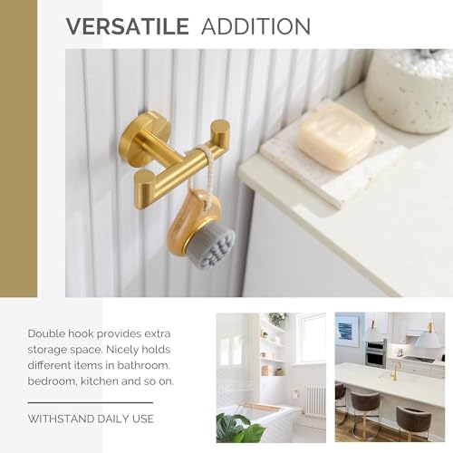 YUET Door Hooks,Double Metal Coat Hooks Wall Mounted, Heavy Duty 10kg Capacity - Image 2