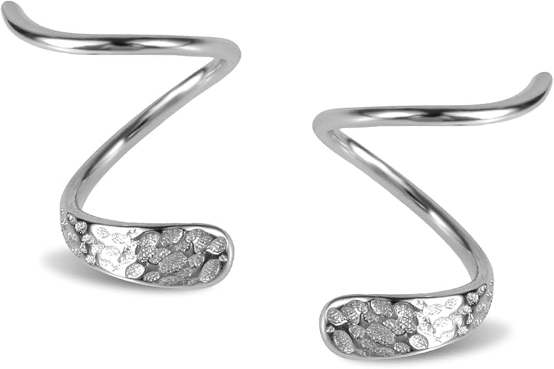 2pcs Small Double Hoop Earrings, Silver Earrings Hoops Spiral Threader Twist Handmade Drop Dangle for Women Trendy