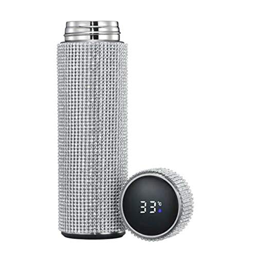 Yuanhong Diamond Keep Warm Bottle with Smart Temperature Display Stainless Steel Water Bottle Vacuum Flask Mug Gift for School Kids Office Men Women Families 500ml