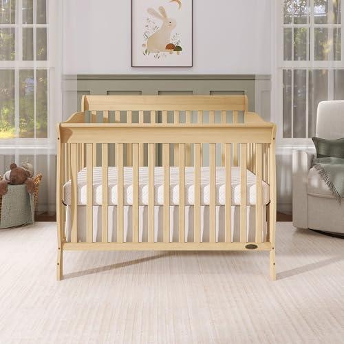Dream On Me Ashton 4-In-1 Convertible Crib In Natural, Greenguard Gold, JPMA Certified, Non-Toxic Finishes, Features 4 Mattress Height Settings, Made Of Solid Pinewood