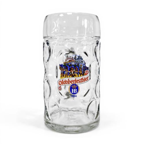 QMBasic Maßkrug 1 Liter mit Füllstrich Bier-Glas HB München Seidel Sammler Edition Oktoberfestbier