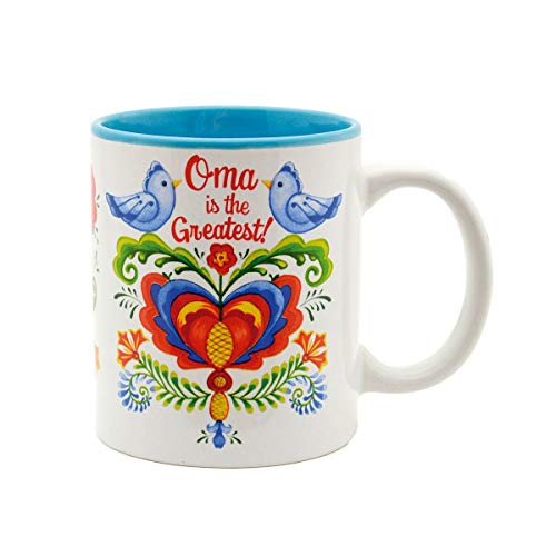 "Oma is the Greatest" Birds Design Ceramic Gift for German or Dutch Grandma