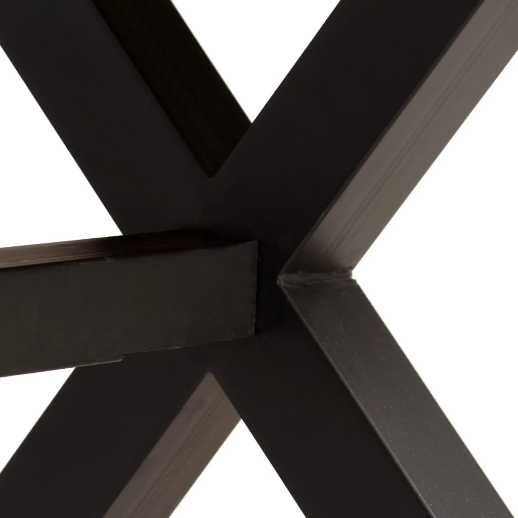 Tavolo da pranzo in legno massiccio di acacia e mango, 180 x 90 x 76 cm, grande tavolo da cucina in legno massiccio dal design industriale con gambe in acciaio, realizzato a mano, per sala