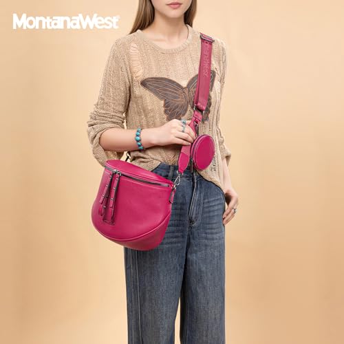 Image of Montana West Crossbody Bag for Women, Large Bum Bag Purse Soft Vegan Leather Travel Fanny Pack with Coin Purse