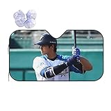 人気 大谷翔平 サンシェード 車フロント ガラスカバー 遮光 断熱 車用 紫外線カット 簡単着脱 吸盤 車用サンシェード 保護四季用 雑貨 130*70cm