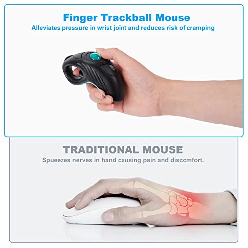 Welspo 3800012 Wireless Usb Handheld Finger Trackball Mouse With Laser Pointer thumb #5